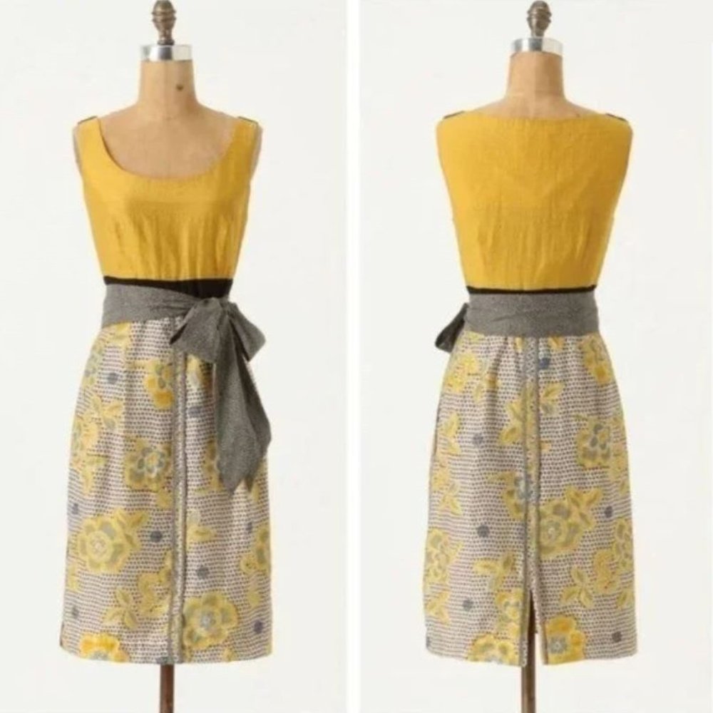 { Anthropologie } Edme & Esyllte Blooming Goldenrod Dress size 2